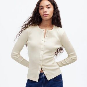 Madewell Garment-Dyed Ribbed Cardigan Tee large as is***